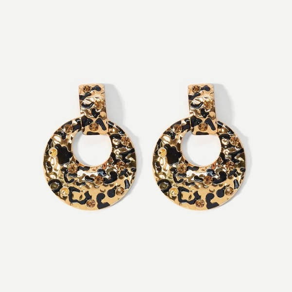 

Textured Detail Hoop Drop Earrings 1pair