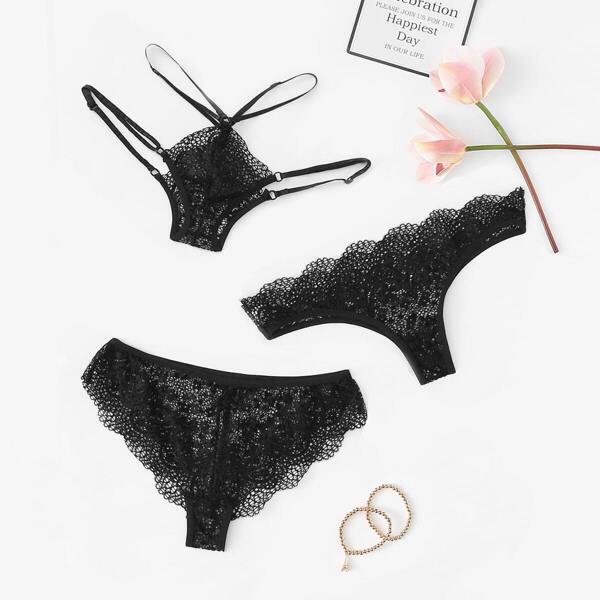 

Scalloped Trim Panty Set 3pcs