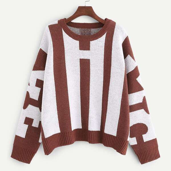 

Plus Two Tone Striped Sweater