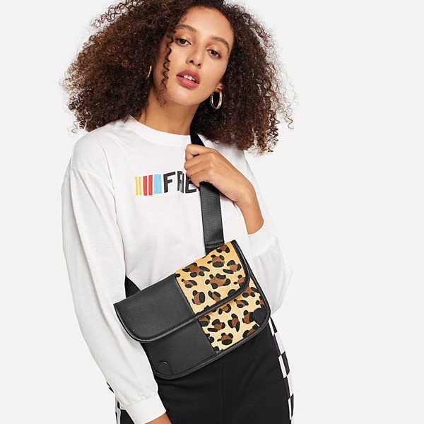 

Contrast Leopard Pattern Bum Bag