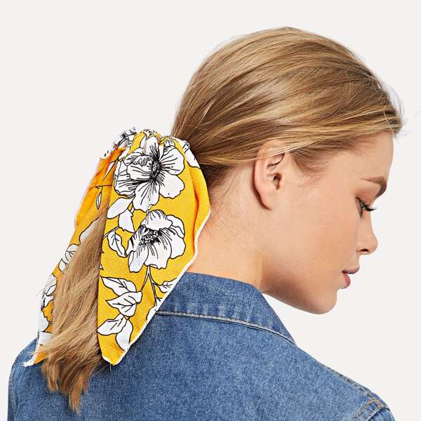 

Flower Print Hair Tie, Yellow