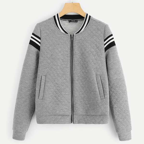 

Zip Up Striped Jacket, Grey