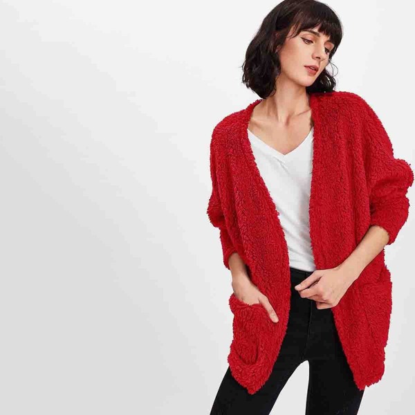 Open Front Teddy Coat
