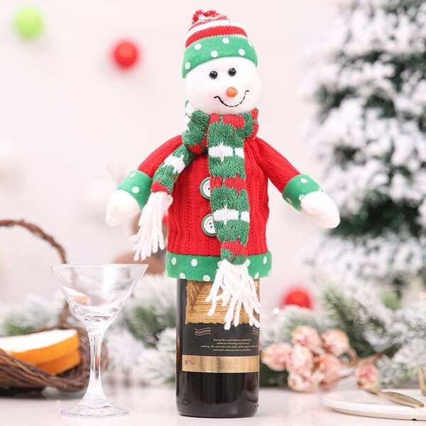 

Snowman Wine Bottle Cover, Red