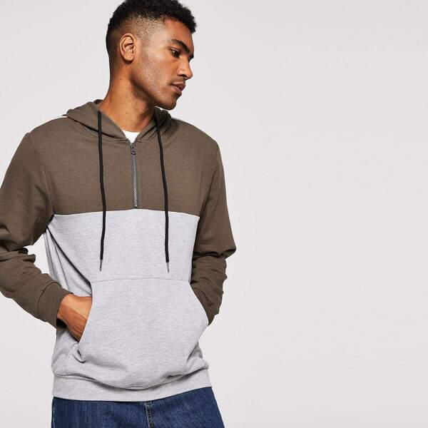 

Men Color-Block Drawstring Hoodie