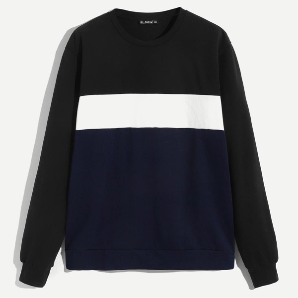 

Men Crew Neck Color Block Sweatshirt, Multicolor