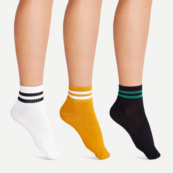 

Striped Detail Socks 3pairs, Multicolor