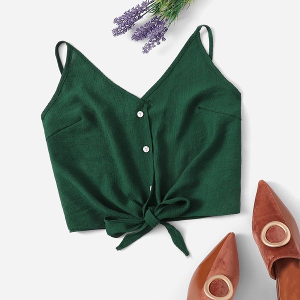 

Knot Front Button Up Cami Top