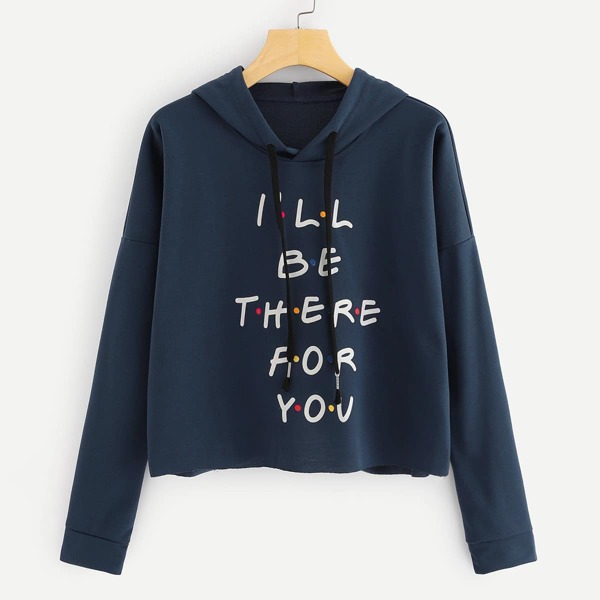 

Slogan Graphic Drawstring Detail Sweatshirt
