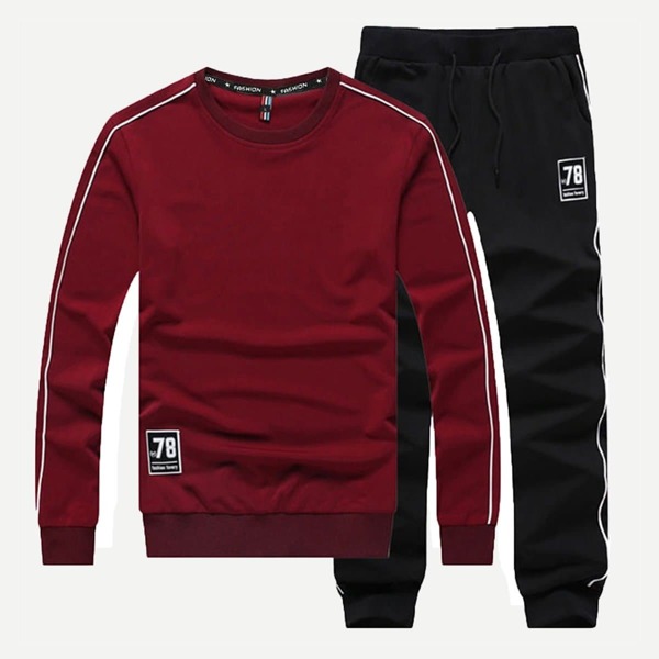 

Men Patched Decoration Sweatshirt With Pants