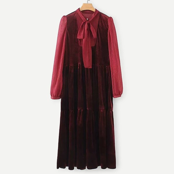 

Tie Neck Velvet Dress