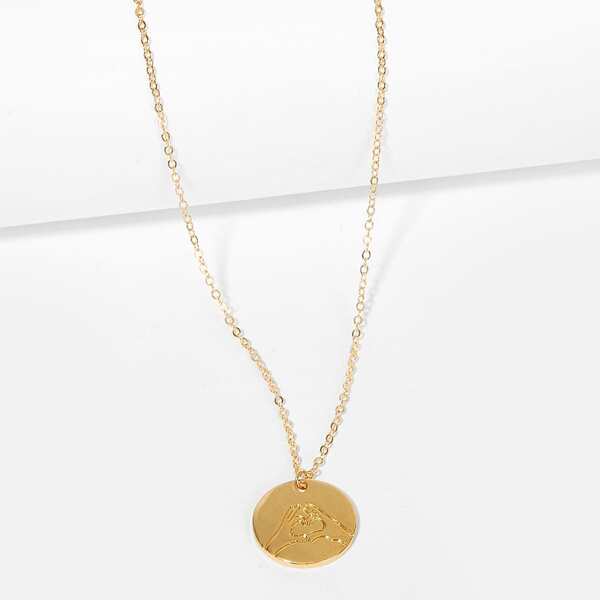 

Hand Detail Round Pendant Necklace