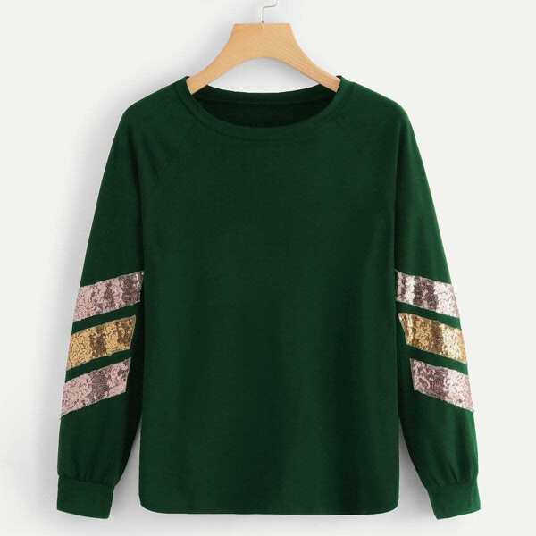 

Plus Contrast Sequin Raglan Sleeve Sweatshirt