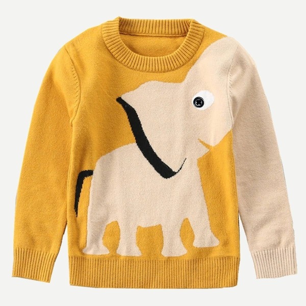 

Toddler Boys Elephant Pattern Jumper