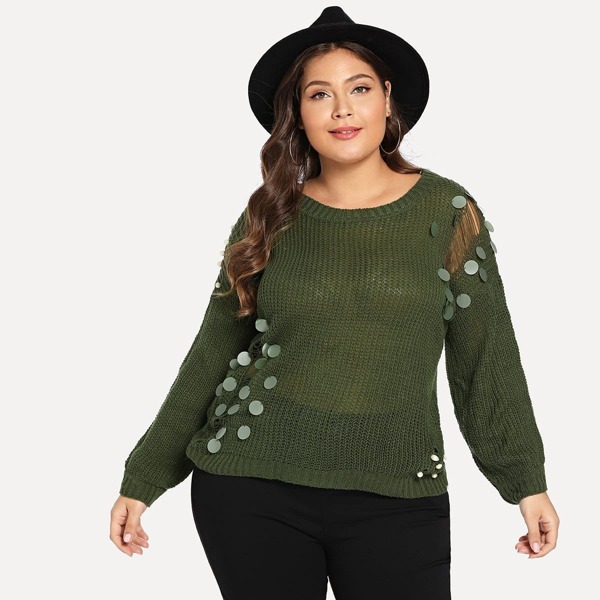 

Plus Contrast Sequin Beaded Jumper
