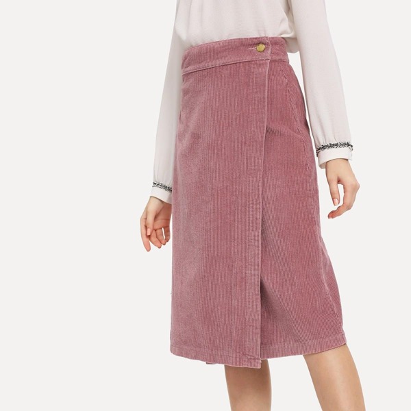 

Wrap Corduroy Pencil Skirt