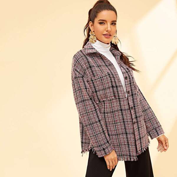 

Dual Pocket Front Tweed Jacket