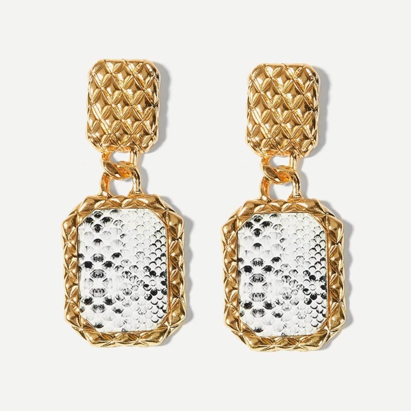 

Snakeskin Pattern Textured Drop Earrings 1pair, Multicolor