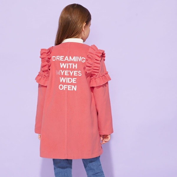 

Girls Frill Trim Button Up Coat