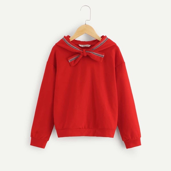 

Girls Striped Trim Hoodie