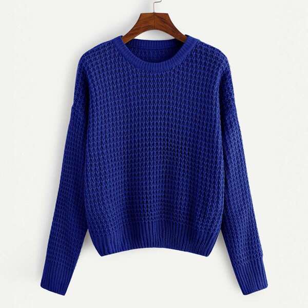

Plus Drop Shoulder Waffle Knit Jumper