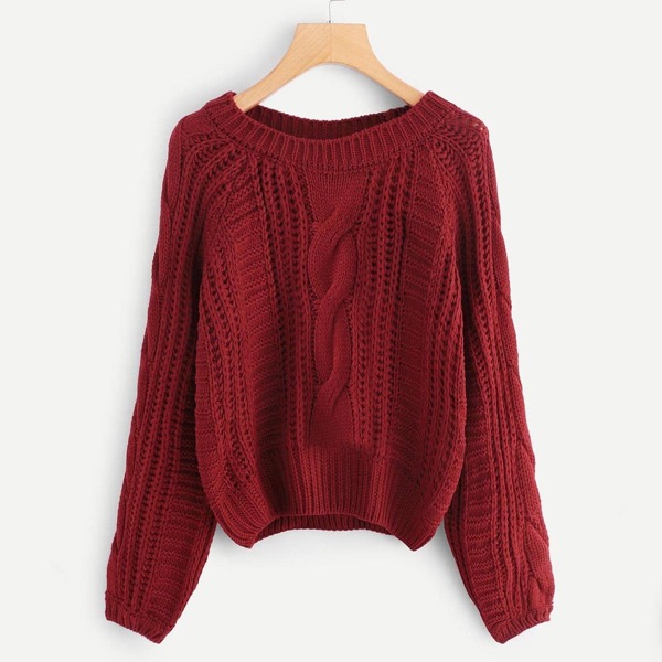 

Solid Cable Knit Sweater