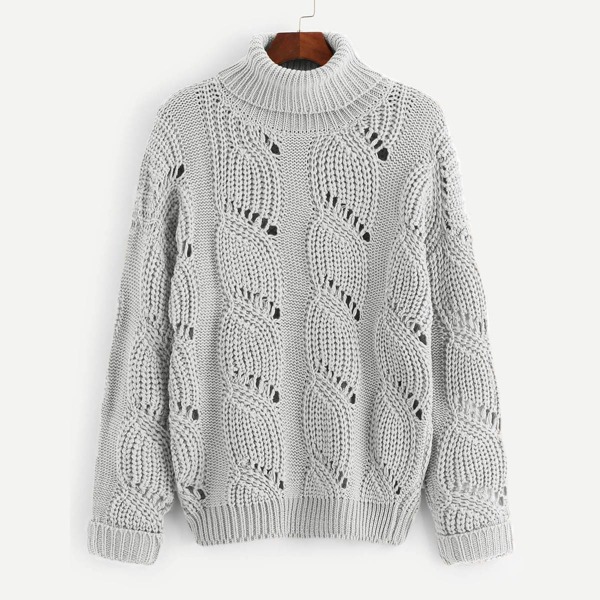 

Plus Cuffed Sleeve Eyelet Jumper, Grey