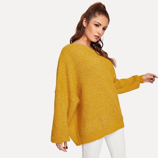 

Asymmetric Shoulder Marled Knit Jumper