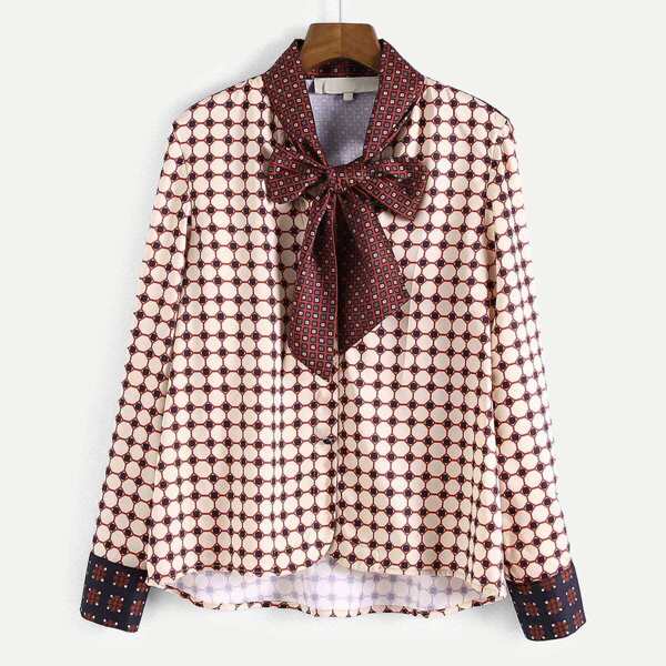 

Tie Neck Polka Dot Blouse