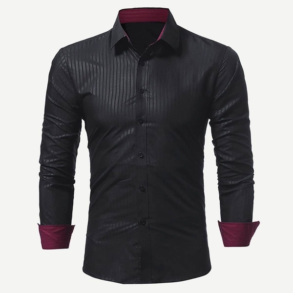 

Men Contrast Trim Striped Shirt