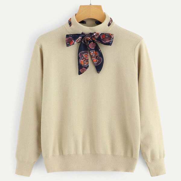 

Solid Tie Neck Jumper