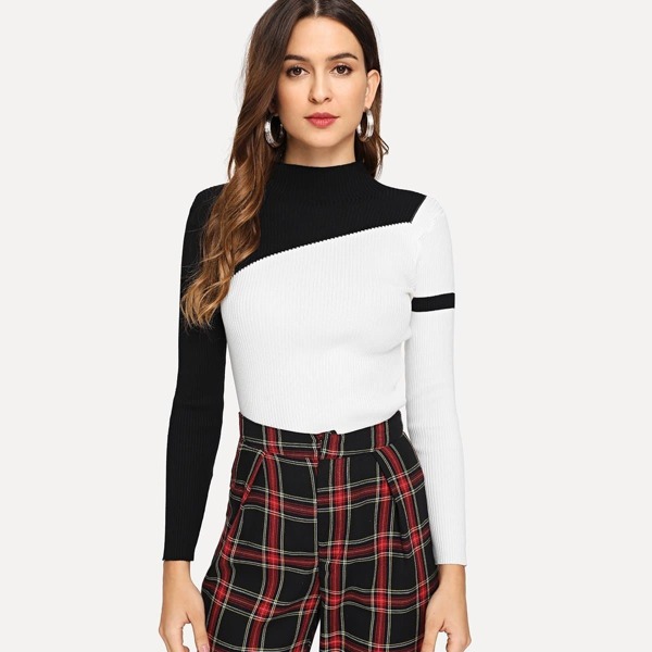 

Cut And Sew Stand Neck Jumper