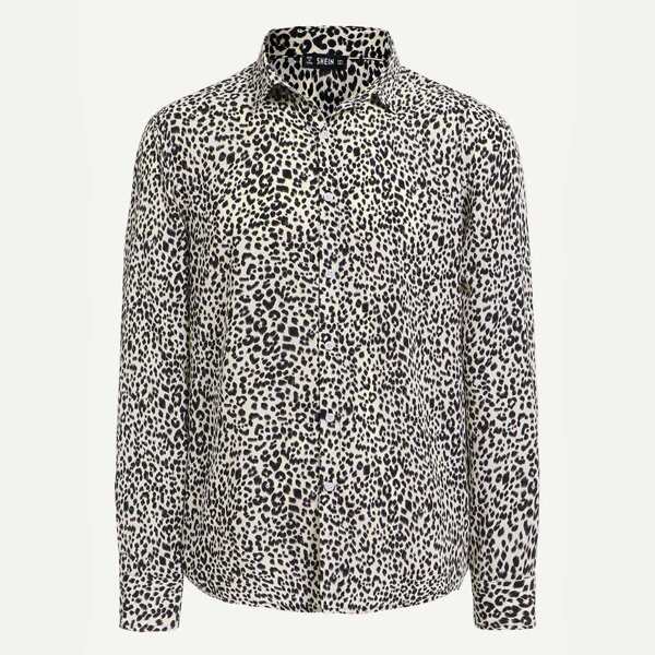 

Men Single Breasted Leopard Print Shirt