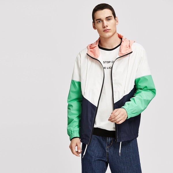 

Men Color-Block Hooded Jacket