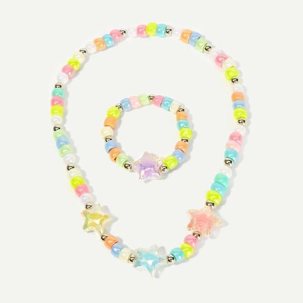 

Girls Beaded Bracelet & Necklace Set 2pcs, Multicolor