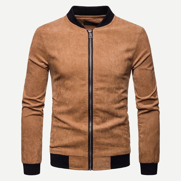

Men Contrast Trim Corduroy Jacket