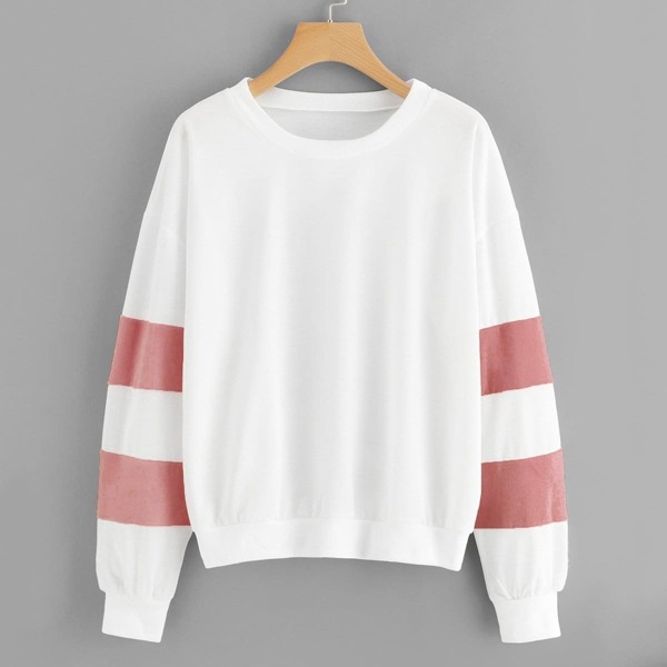 

Contrast Faux Fur Sweatshirt, White