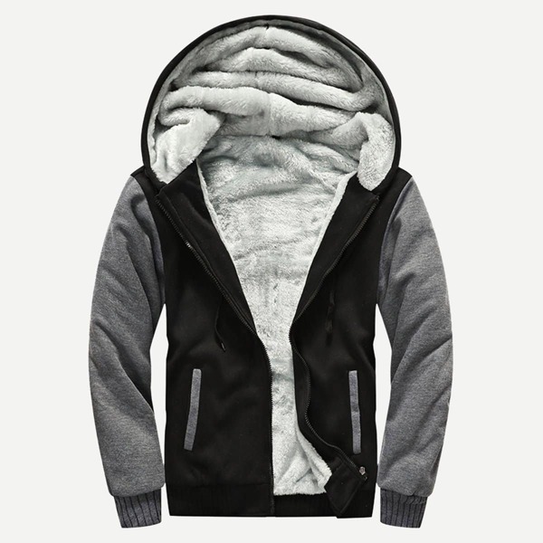 

Men Contrast Panel Zip Up Coat