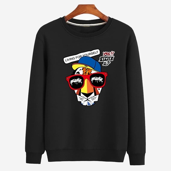 

Men Crew Neck Letter & Cartoon Print