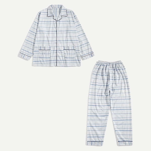 

Men Striped Button Front Pajama Set
