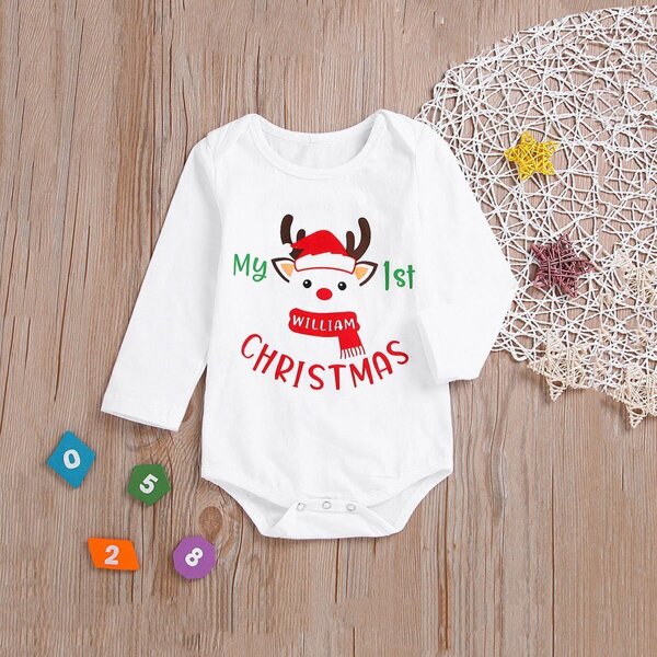 

Toddler Boys Letter & Snowman Print Jumpsuit