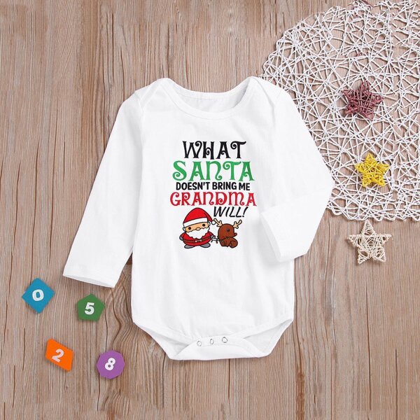 

Toddler Girls Christmas & Letter Print Jumpsuit