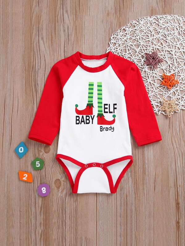 

Toddler Girls Christmas Letter Print Jumpsuit, Multicolor
