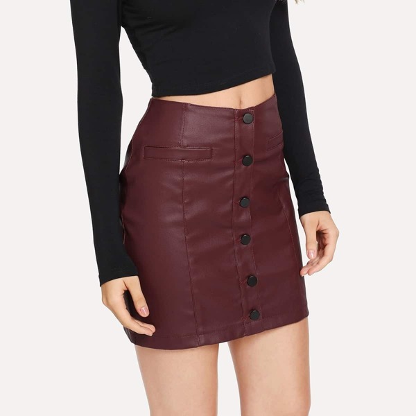 

Single Breasted Denim Skirt