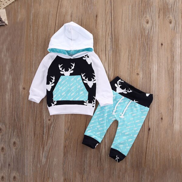 

Toddler Boys Cartoon Print Hoodie With Drawstring Pants
