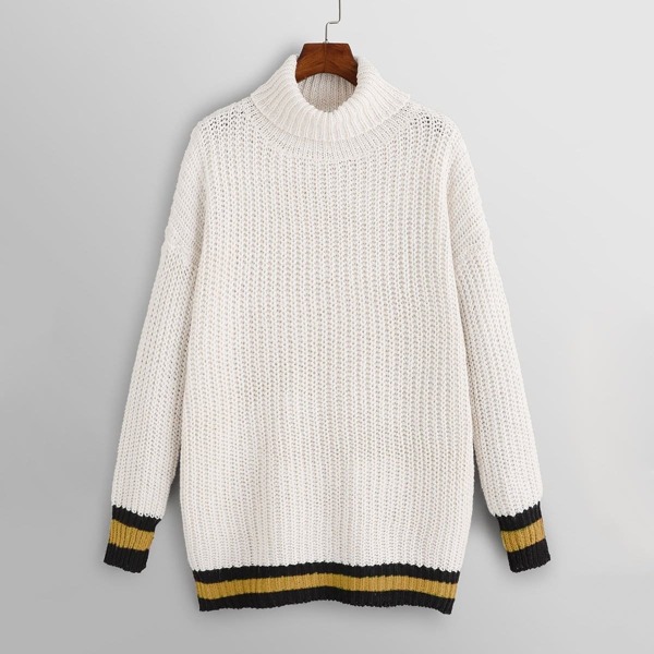 

Plus Turtleneck Drop Shoulder Eyelet Jumper