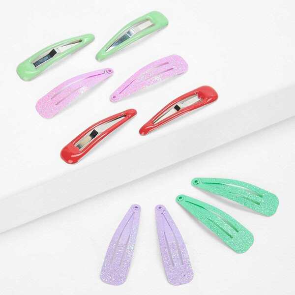 

Girls Plain & Glitter Hairpin Set 5pairs