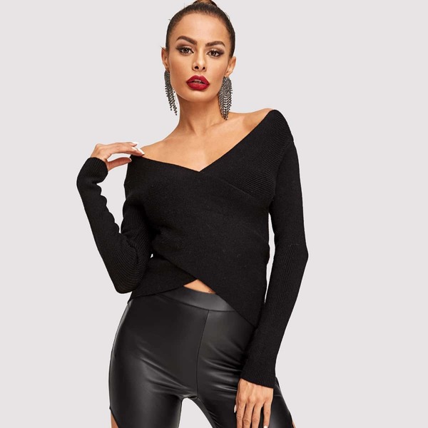 

Cross Wrap Form Fitted Sweater