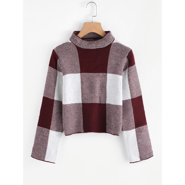 

Plus Mock-Neck Plaid Sweater