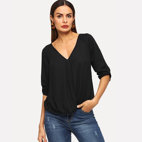 

Raglan Sleeve V Neck Top